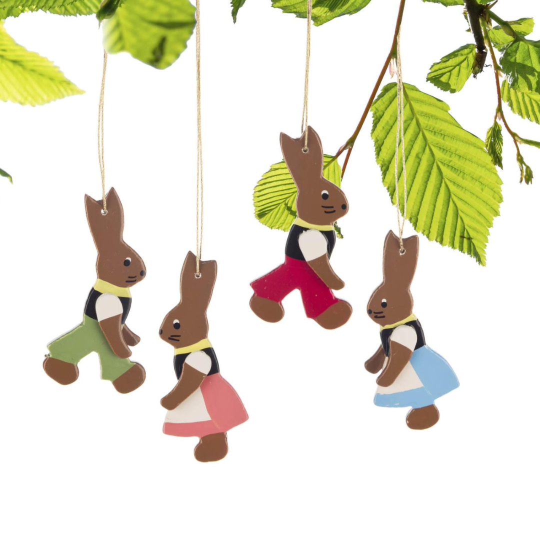 Alpine Bunny Pair (Green and Pink)- Hanging Easter decoration